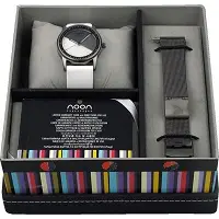 Set ceas metal inox de dama cu doua curele