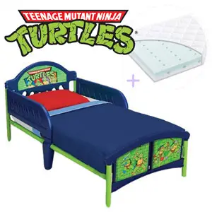 Set pat baieti cu cadru metalic Testoasele Ninja si saltea 2-3-4-5 ani
