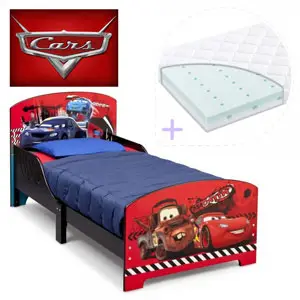 Set pat cu cadru din lemn Disney Cars si saltea pentru patut Dreamily